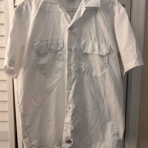 Dickies Men's White Short Sleeve Button Down Shirt